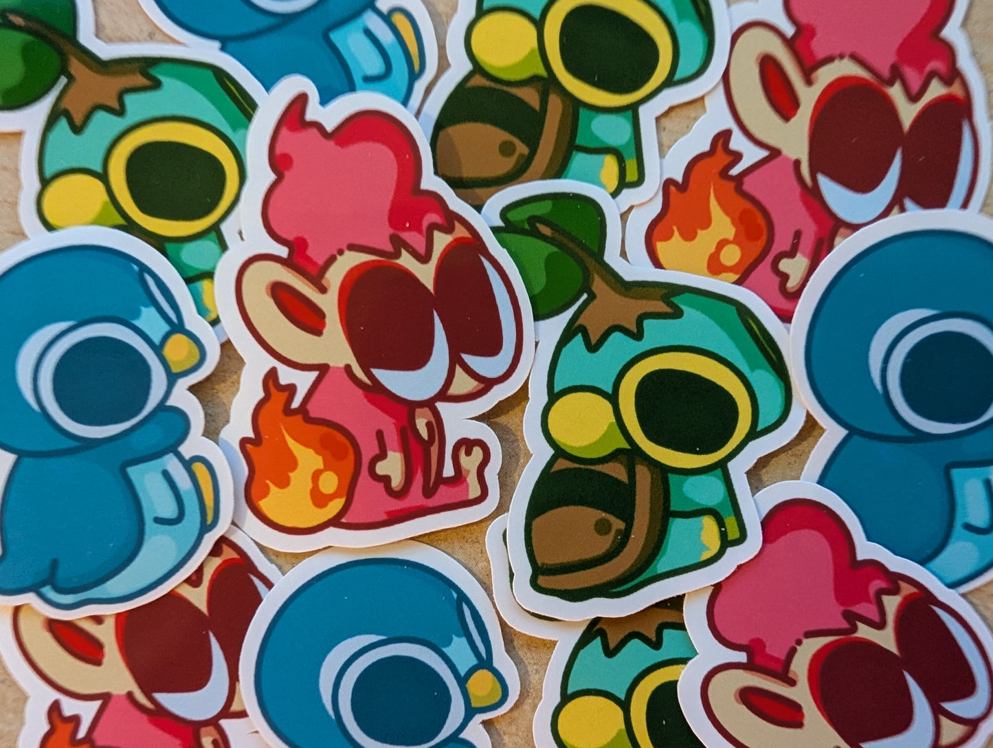 Gen 4 Trio Pokemon Starters Sit Stickers