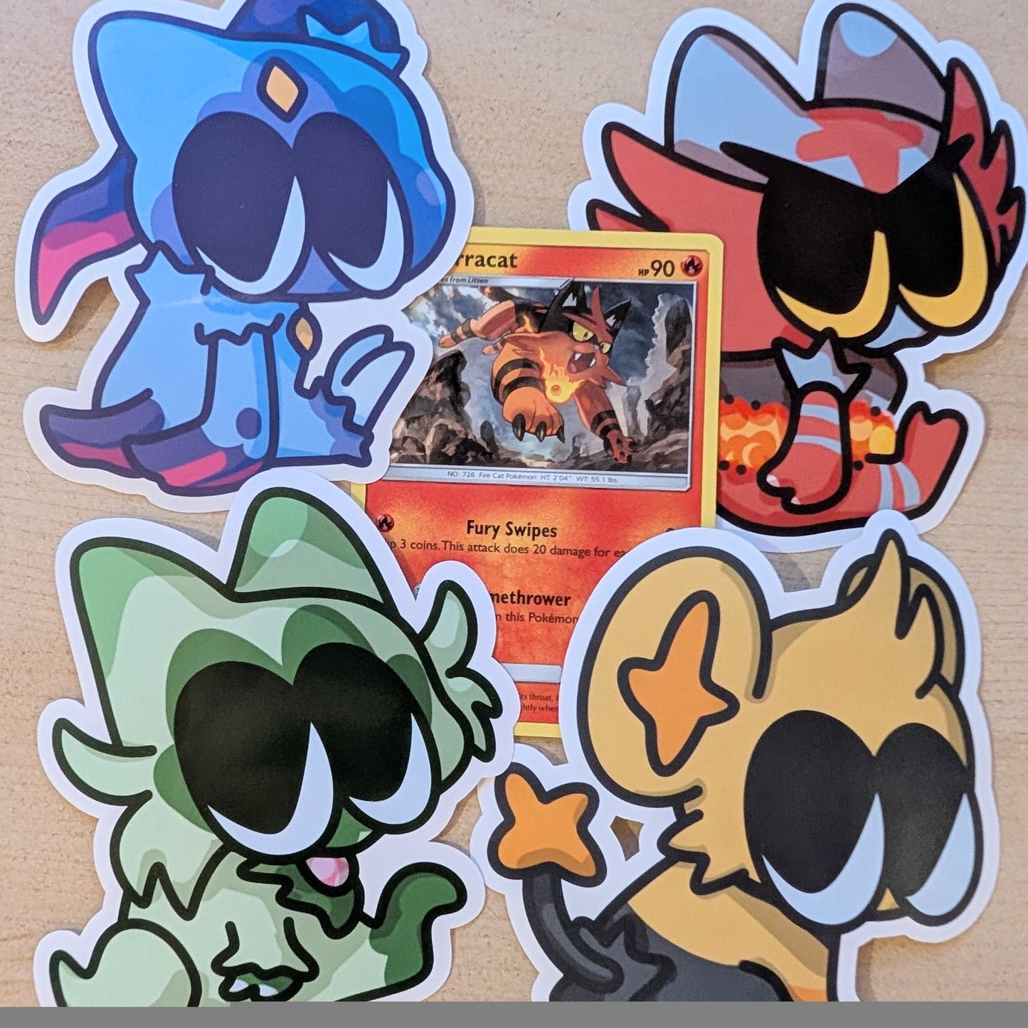 Cat Pokemon Large 4 Pack Stickers