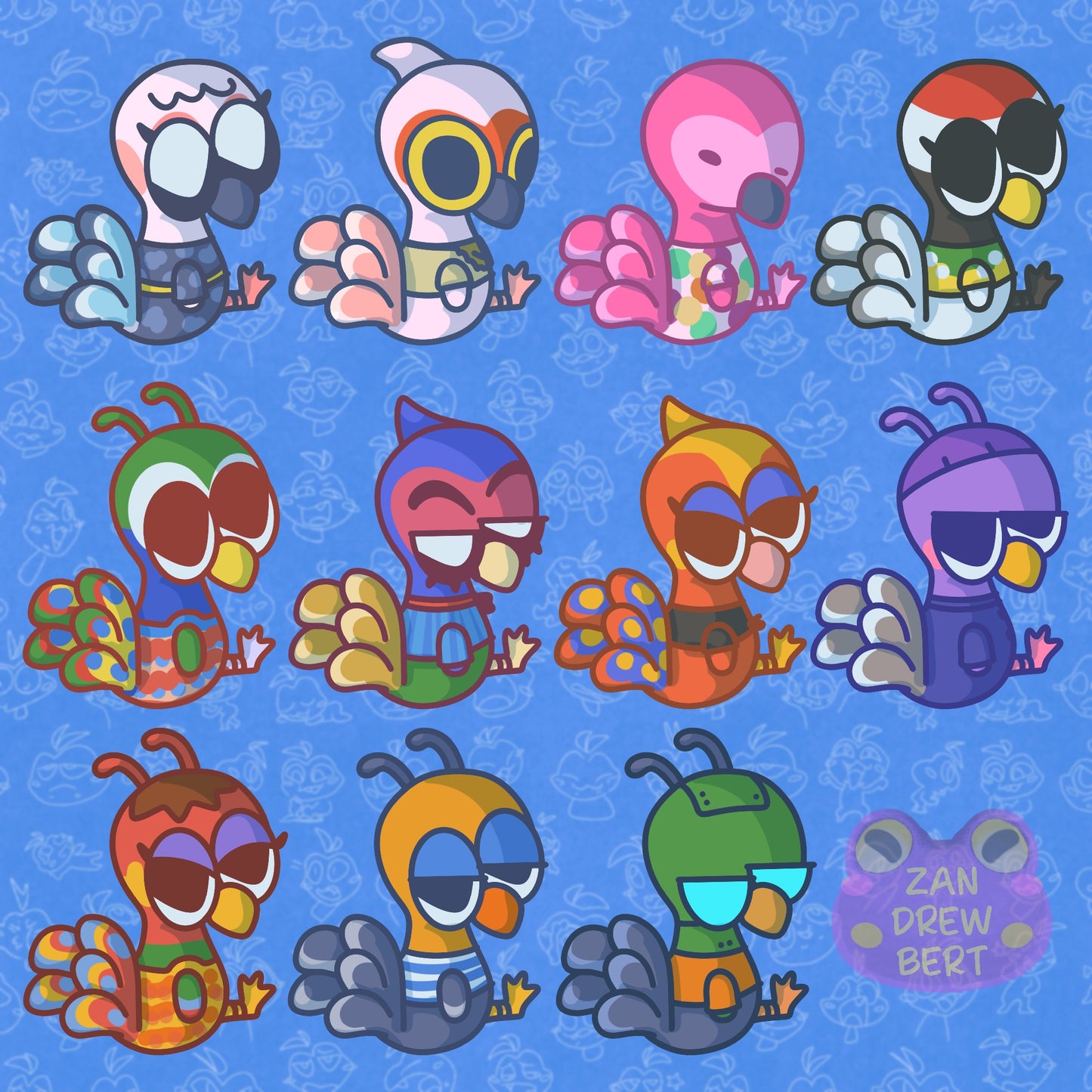 Ostrich Villager Stickers